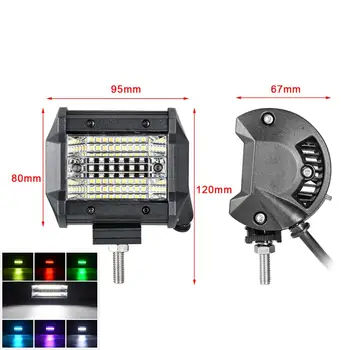 

Car Styling 4 Inch LED Light Bar 12V-30V 24-LED 72W RGB LED Bar For Jeep ATV UAZ SUV 4WD 4x4 Offroad Boat Cars Tractor Trucks
