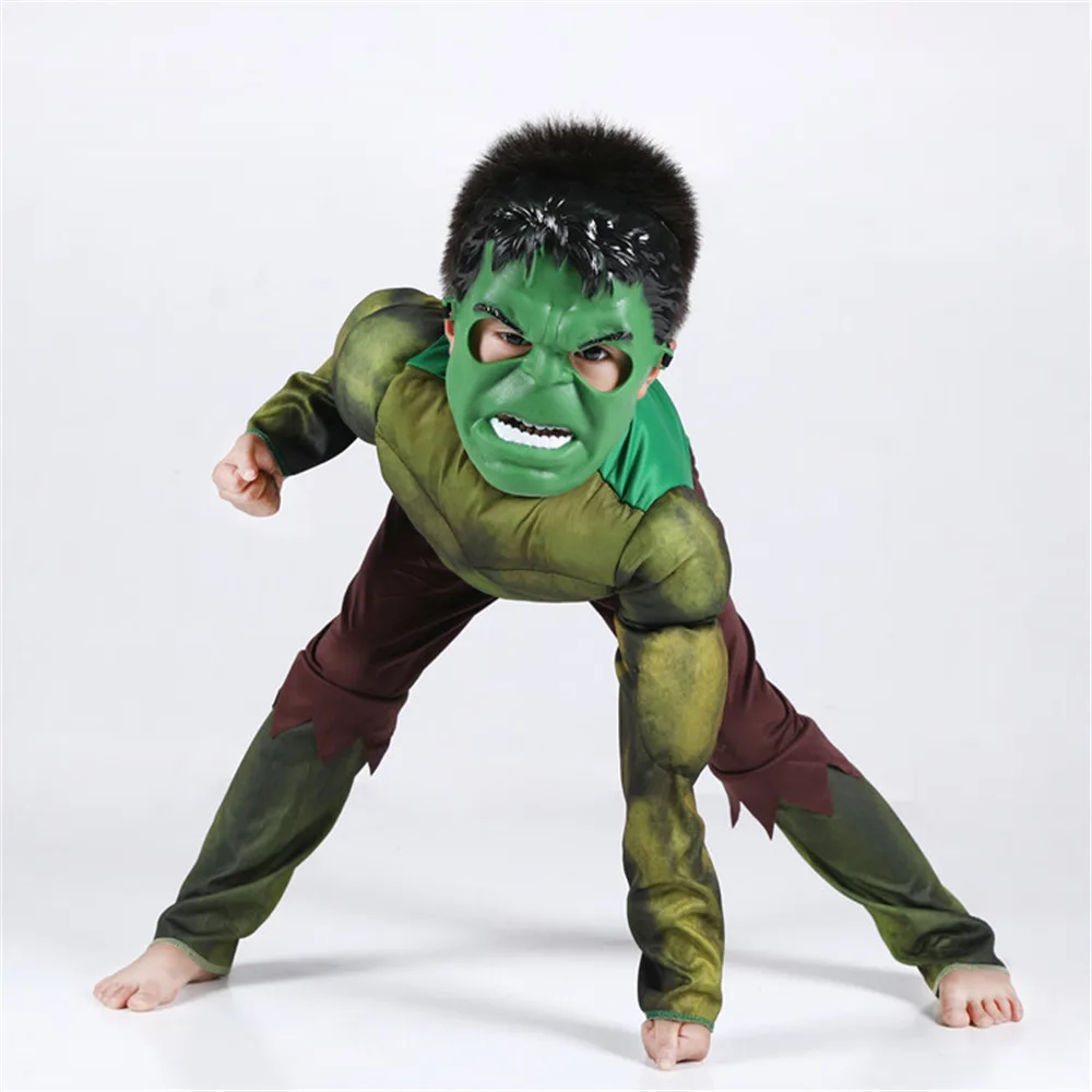 Костюм Халка для детей, Детский карнавальный костюм на Хэллоуин, костюм Мстителей, костюм мускула Халка для маленьких мальчиков, карнавальный костюм супергероя, костюм Халка