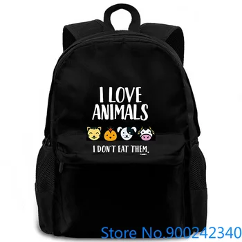 

I Love Animals for Vegans and Vegetarians Design Cool nage New women men backpack laptop travel school adult student