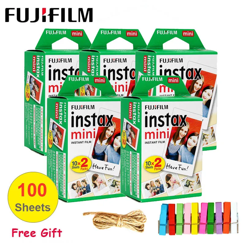 100 sheets 10-100 листов Fujifilm Instax Mini 9 8 пленка белая фотобумага для камеры Polaroid FUJI Instant Mini LiPlay 7s 70 90 - Цвет: 100 sheets