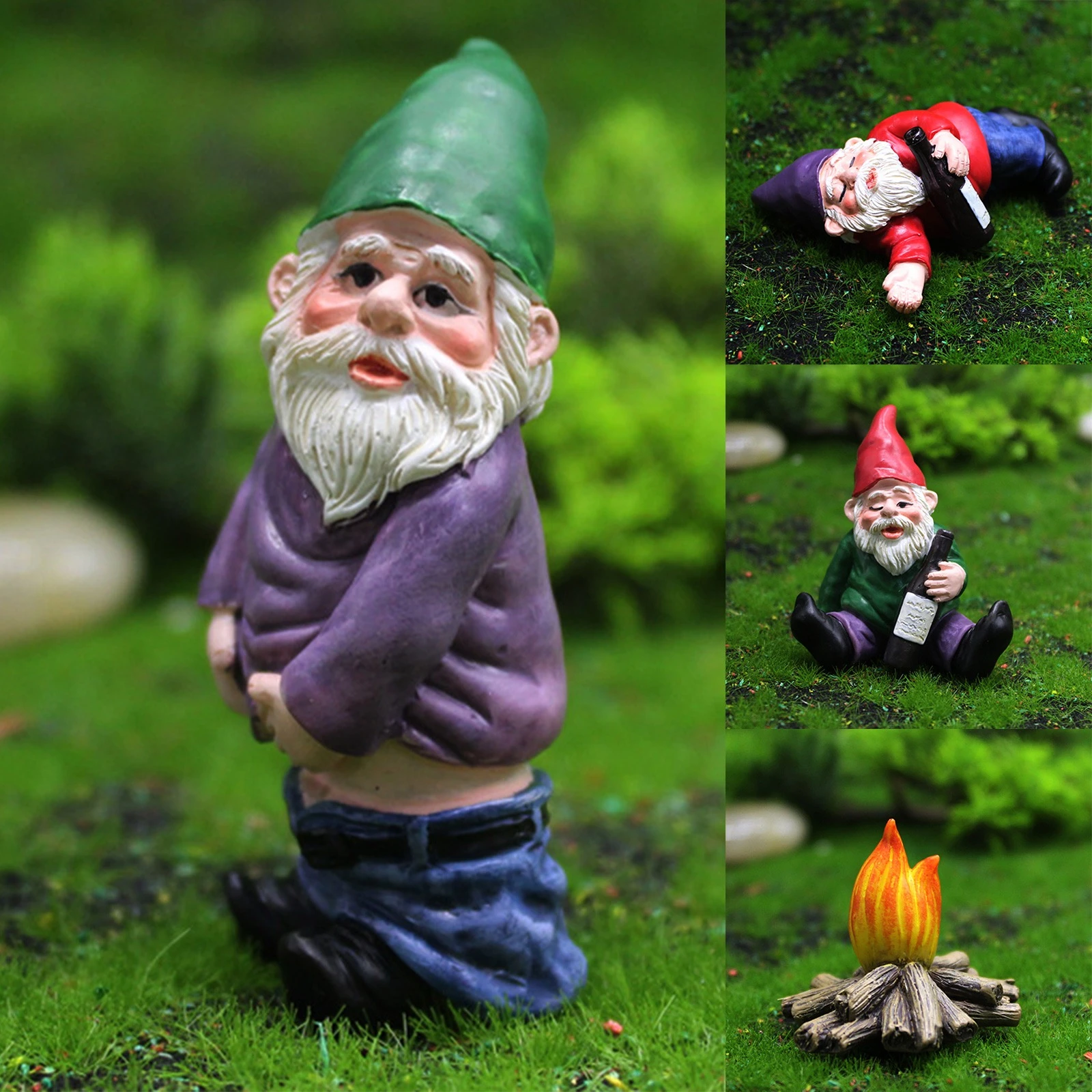 Adornos en miniatura para jardín, adornos de elfos, enanos druncidos, musgo, Micro paisaje, decoraciones de hadas, Mini artesanía de resina, figura de decoración del y miniaturas| - AliExpress