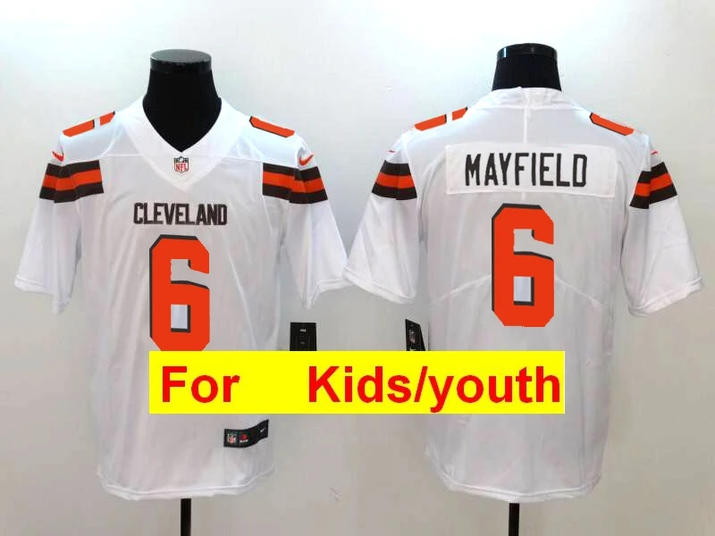 Молодежные Детские трикотажные изделия Cleveland Jabrill Peppers Baker Mayfield Myles Garrett Josh Gordon Jabrill Peppers Joe Thomas - Цвет: Бежевый
