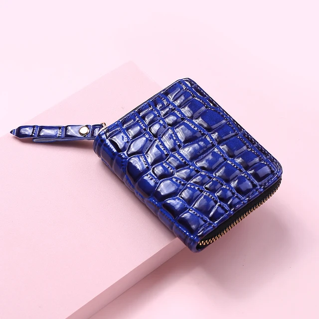Short Wallets for Women Serpentine Leather PU Luxury Brand Girls Student Coin Purse Card Holder Ladies Clutch Money Bag blue