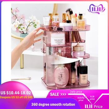 

Dozzlor 1PC 360 Degrees Rotating Cosmetic Storage Rack Lipstick Jewelry Case Holder Display Stand Cosmetic Box MakeUp Organizer