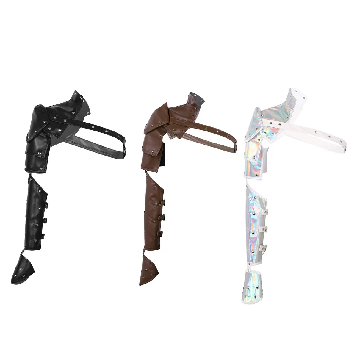 Unisex Gothic Steampunk PU Metal Rivets Shoulder Armors Arm Strap Set Adjustable Shoulder Strap Cosplay Costume Accessories