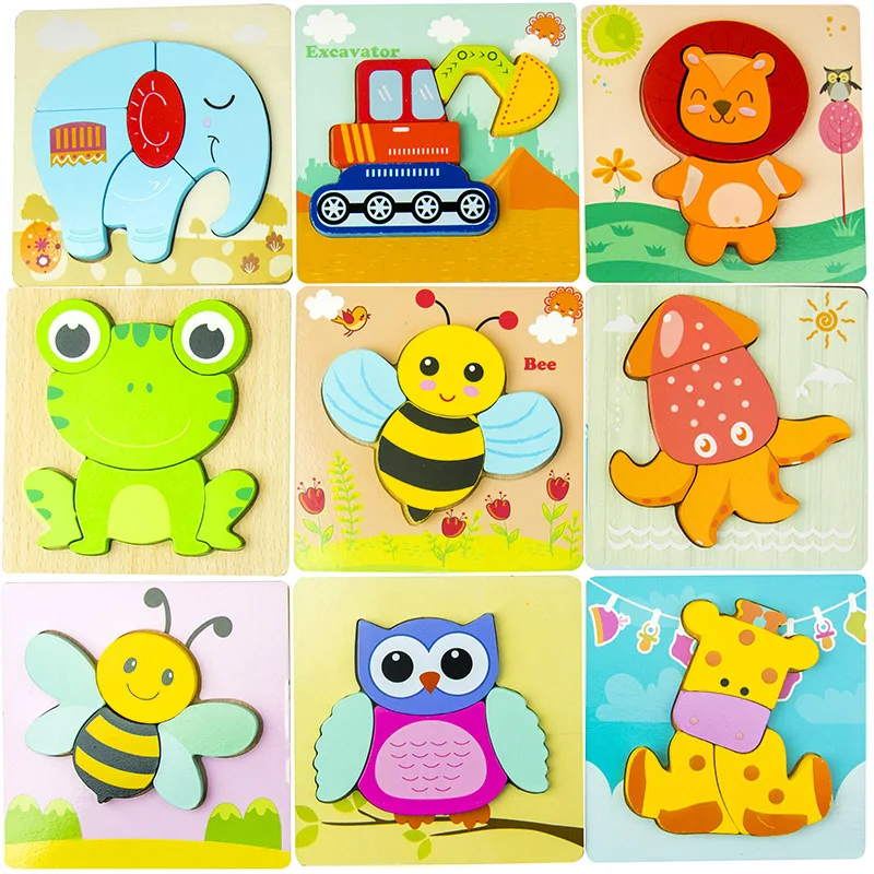 

animal 3D jigsaw puzzle thickened children's wooden educational toys 1-2-3 years old kids educational toys