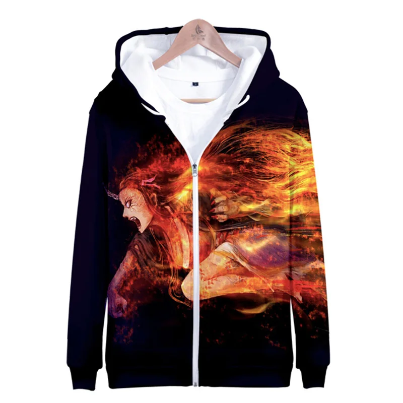 hoodie Аниме Comic Demon Slayer Kimetsu no Yaiba тканевая блузка на молнии Kamado Tanjirou Kamado Nezuko Agatsuma Zenitsu толстовки - Цвет: hoodie