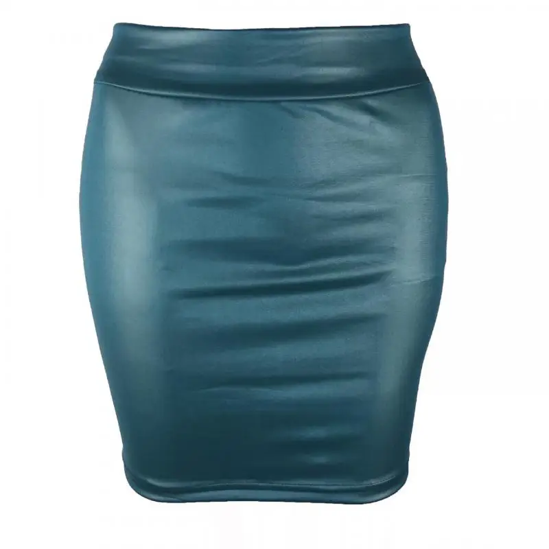Кожаная юбка с высокой талией, тонкие вечерние женские юбки из искусственной кожи, Женская юбка большого размера 3XL