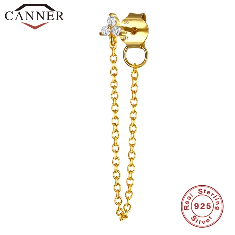gold 12 1 шт., 925 пробы, серебряные серьги-цепочки с кристаллами и цирконием для женщин, золотые, серебряные, цвета радуги, Луны, звезды, CZ, серьги-гвоздики, ювелирные изделия для ушей - Окраска металла: gold 12