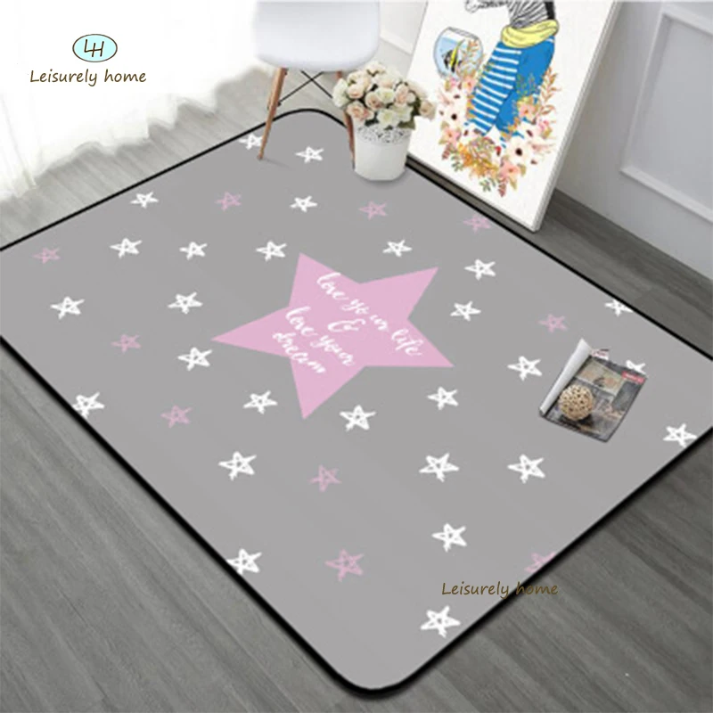 pink star Звездный стиль, коралловый бархат, скандинавский Детский ковер для ползания, для игр, ковер для гостиной, спальни, кабинета, стола, украшение для комнаты с подогревом - Цвет: pink star
