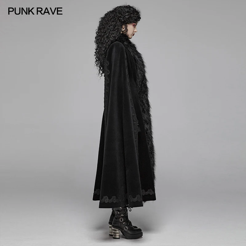 Женский Винтажный Длинный Тренч PUNK RAVE готический эффектный для вечеринки