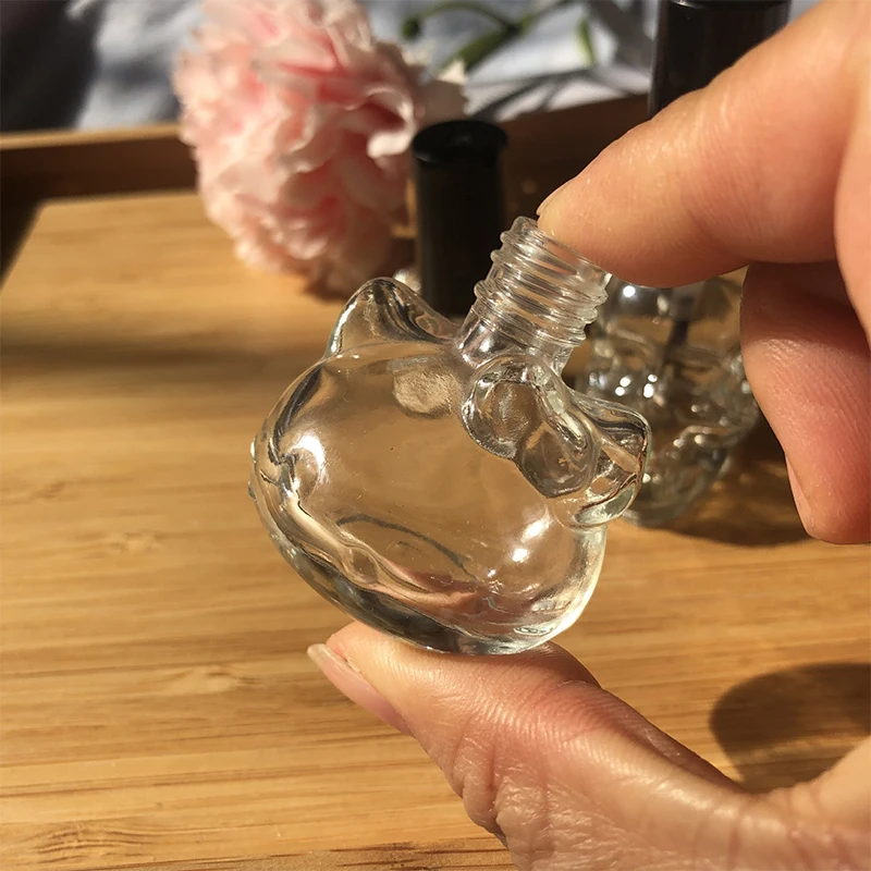Cat 5ml 50 шт, 5 мл/10 мл/15 мл, мультяшная прозрачная стеклянная бутылка для лака для ногтей, пустая с крышкой, кисть, косметические контейнеры, стеклянные бутылки для ногтей - Цвет: Cat 5ml