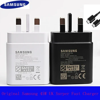 45W UK Plug Original Samsung Super Fast Charger Adaptive With PD type C To type C Cable For Galaxy S21 S20 A72 A71 A91 Note10 1