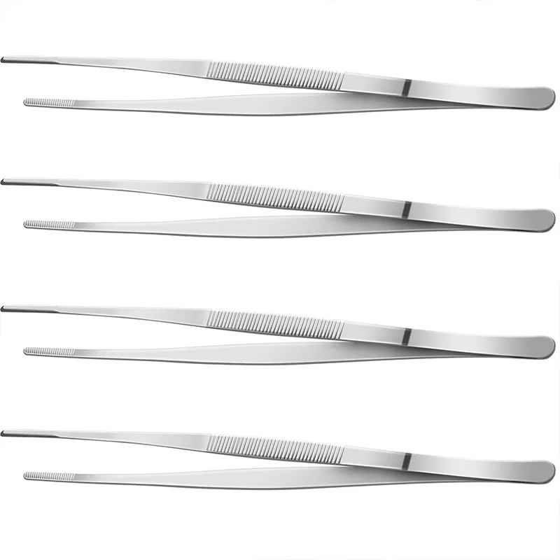 

4 Packs 12 Inch Fine Tongs Tweezers, Stainless Steel Food Tweezers for Cooking, Repairing and Sea Food