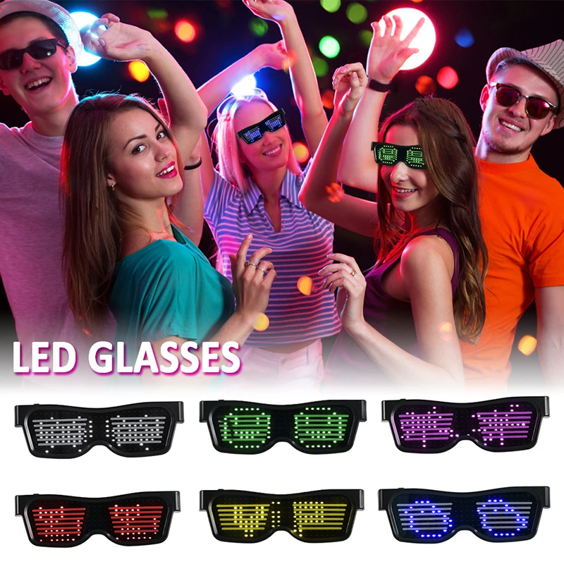 

Smart Magic Bluetooth LED Sunglasses Party Glasses APP Control Shield Luminous Glasses USB Charge DIY App Control Flash Led