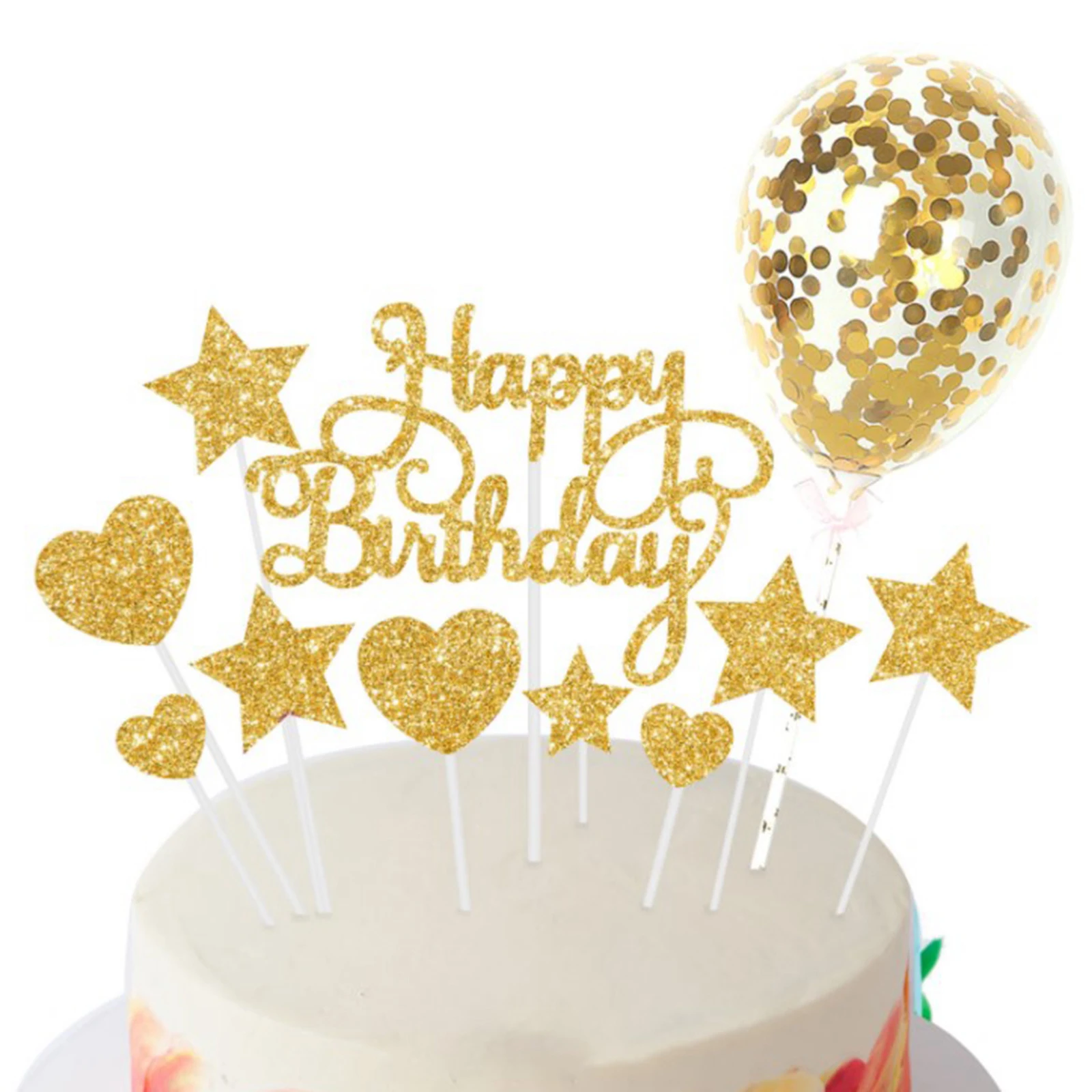 Glittery Happy Birthday Cake Topper- Birthday Party Decorations, Birthday Cake Glittery Happy Birthday Cake Topper- Birthday Party Decorations, Birthday Cake