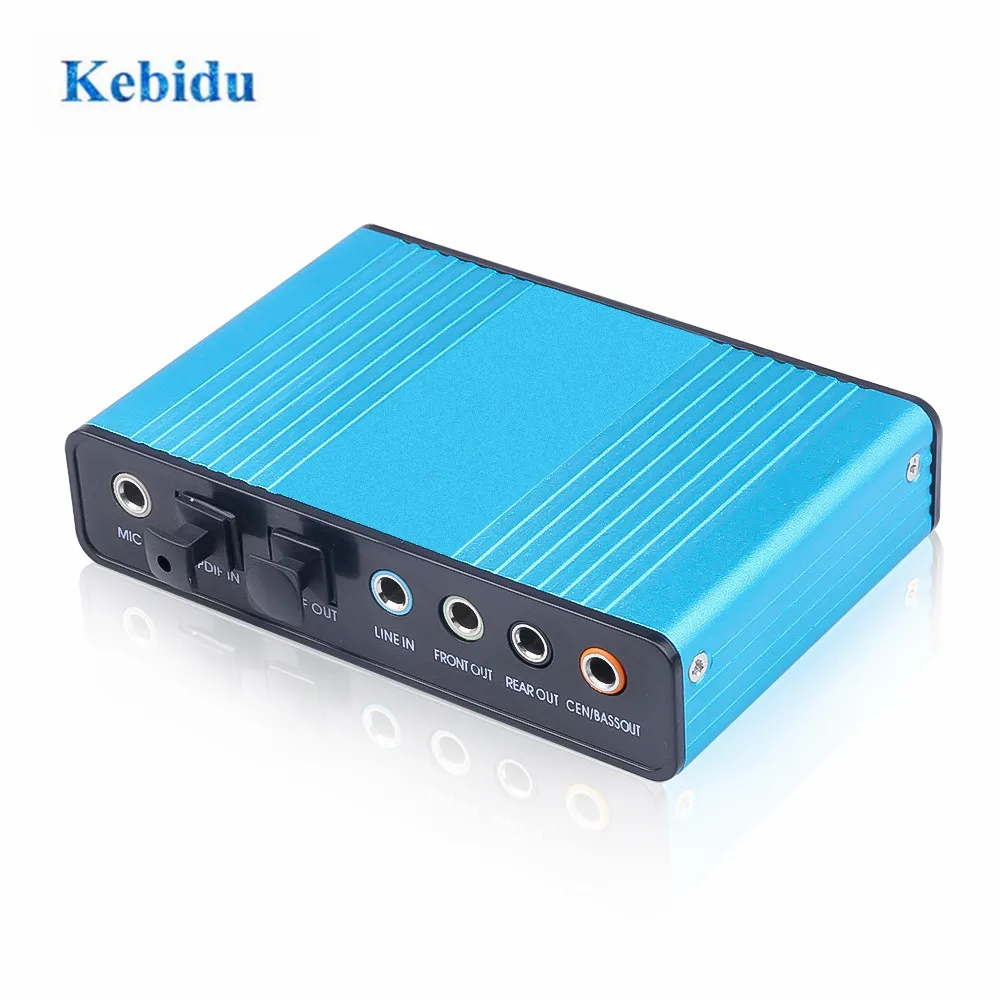 KEBIDU синяя 6 канальная внешняя звуковая карта 5 1 объемный звук USB 2 0 оптическая