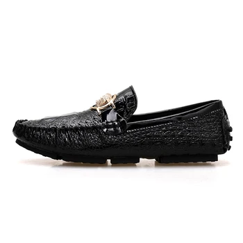 

Casual Men Loafers Shoes High Quality Leather Moccasin Crocodile Style Slip on Men Boat Shoes Soft Comfortable Light Men Shoes