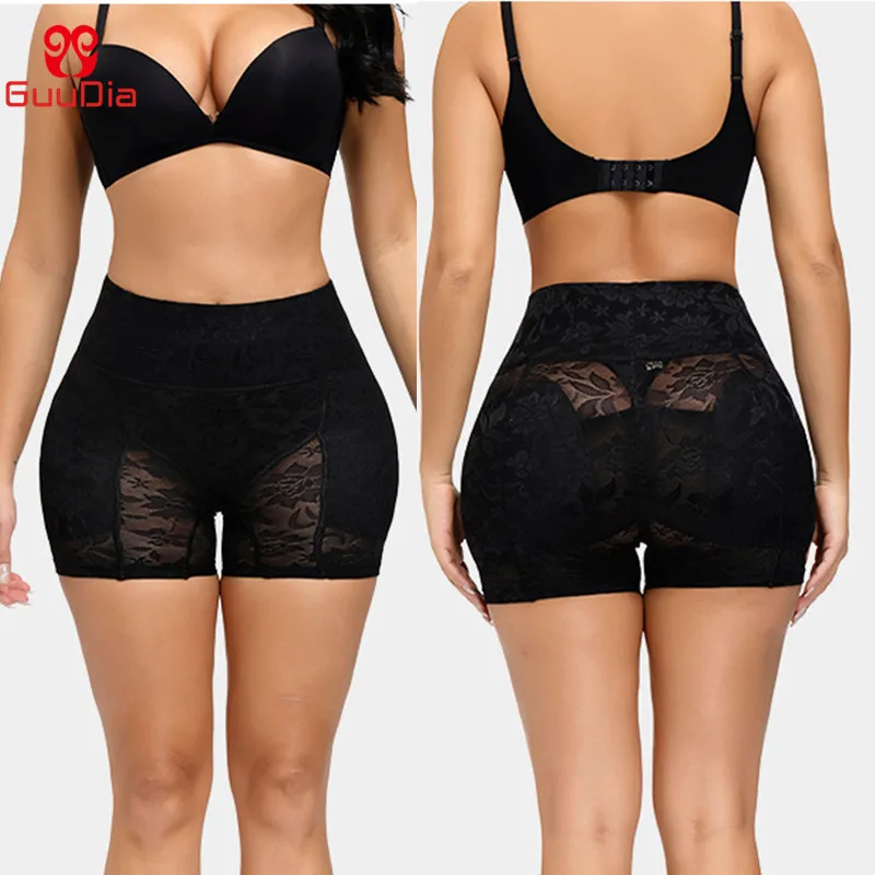 GUUDIA High Waist Trainer Body Shaper Panties Hip Butt Padded Panty Butt Lifter Hip Enhancer Thick Waistband Lace Shapers Women best shapewear for tummy and waist