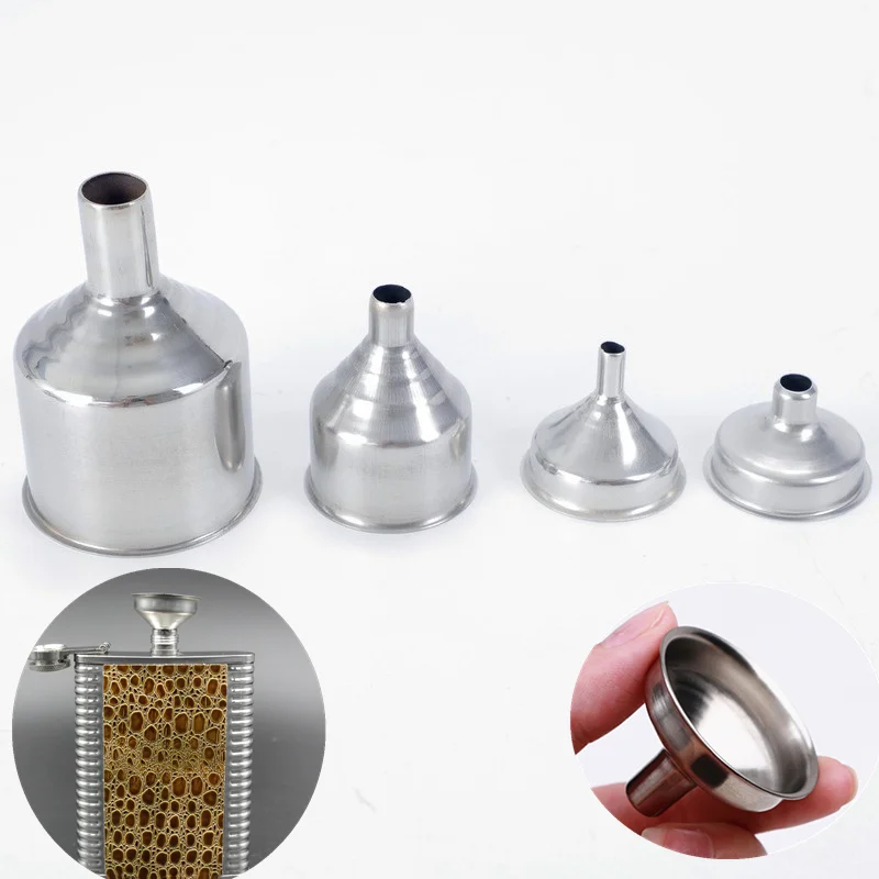 1PC Portable Functional Stainless Bar Liquor Wine Flask Funnel Small