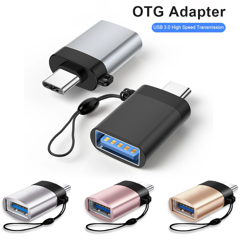USB C OTG Adapter Type-c to USB 3.0 Adapter with Lanyards for MacbookPro Xiaomi Huawei Mini USB Adapter Type-C OTG Cable Convert