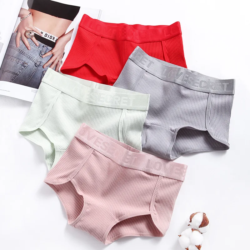 

5pcs Cotton Breathable Panties for women soft comfort Briefs Lingerie Letter Mid-waist underwear Female Underpants #D