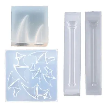 

3Pcs Magic Wand Evil Wings Devil Horns Hair Clips Silicone Resin Mold Witch Wand Theme Epoxy Resin Casting Molds Kit