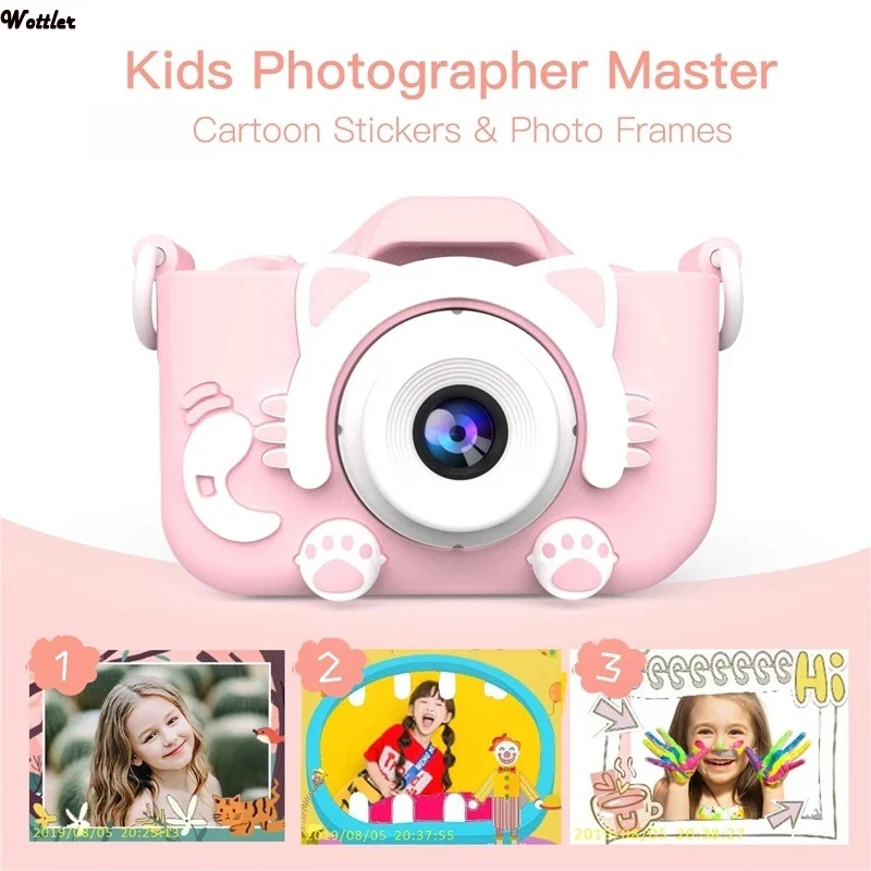 Cute Mini Kids Camera IPS Screen HD 1080P Children Digital Photo Camera Toy Children Selfie Anti-DropToy Birthday Gift