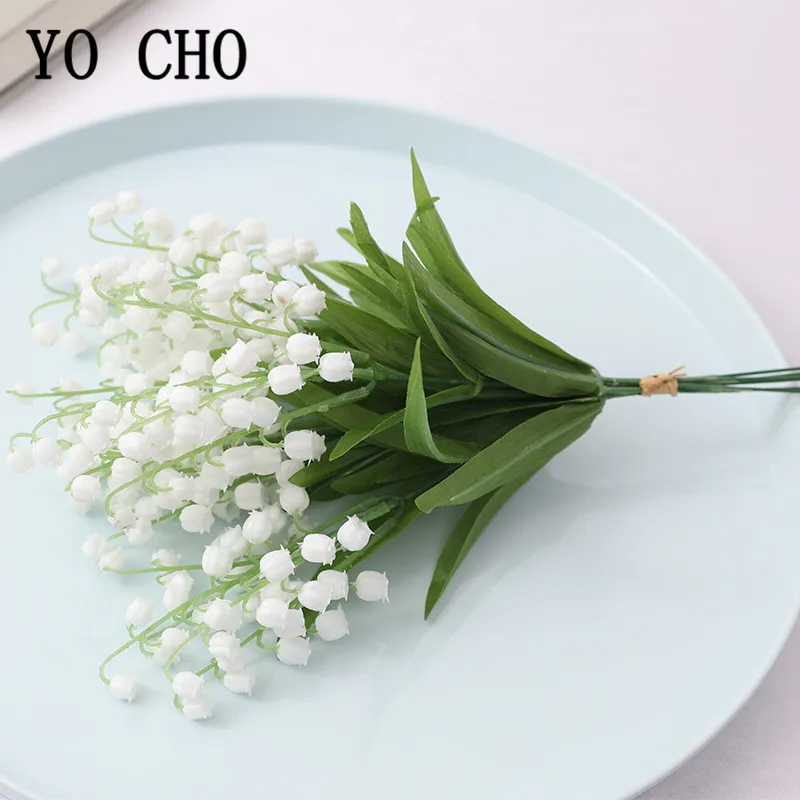 YO CHO Искусственные пластиковые цветы букет домашнее свадебное украшение наружные Мини Искусственные цветы Лилия для сада балкон DIY Dcor - Цвет: White