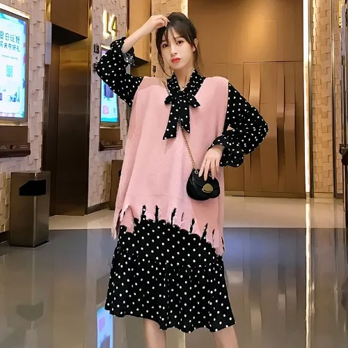 pink set Платье для беременных Платья для фотосессии платье для беременных зимнее платье для беременных платье жилет 2 шт - Цвет: pink set