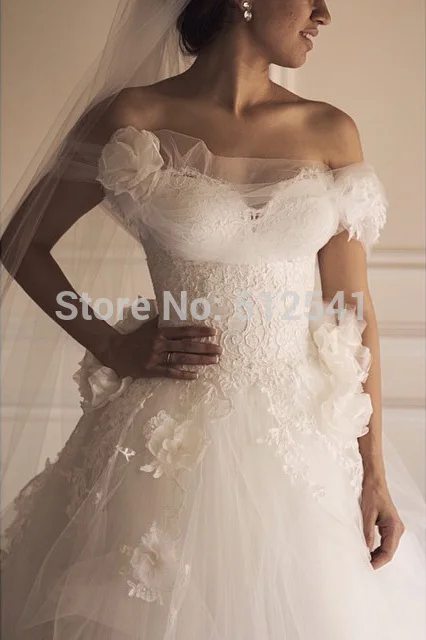 На заказ vestido de noiva кружевное Милое Свадебное платье с аппликацией, рюшами и бусинами, ручной работы, с цветком, свадебное платье со шлейфом