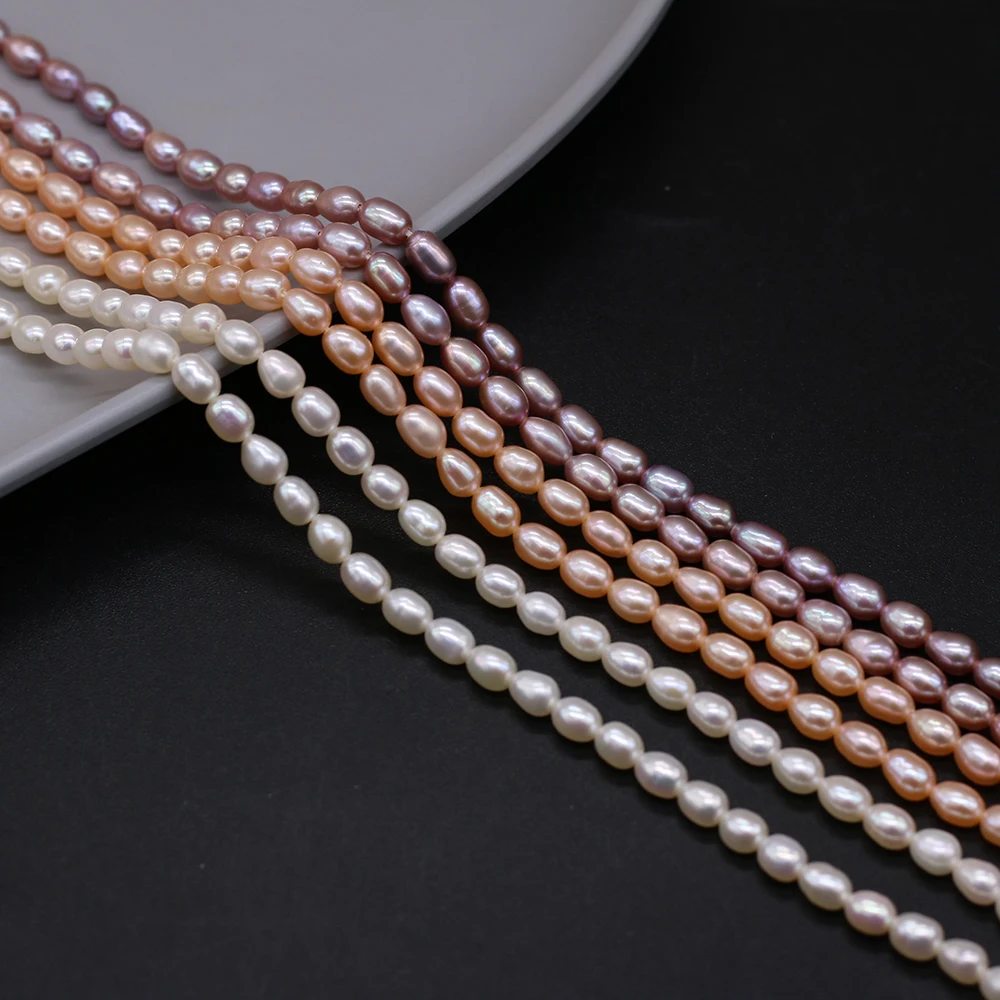 

Natural Fresh Water White Purple Pearl Rice Shape Beads 3.5-4mm DIY for Jewelry Making Necklaces Accessories Bracelet Earrings