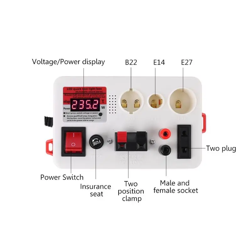 Светодиодный светильник для быстрой проверки напряжения и мощности для E27 B22 E14