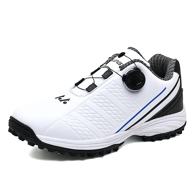 Men Professional Golf Shoes Waterproof Spikes Golf Sneakers Black White
