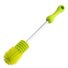 Soft Sponge Cup Brush Silicone Scrubbing For Washing Cleaning Long Handle Cleaner Feeding-bottle Brush Rotary Handle