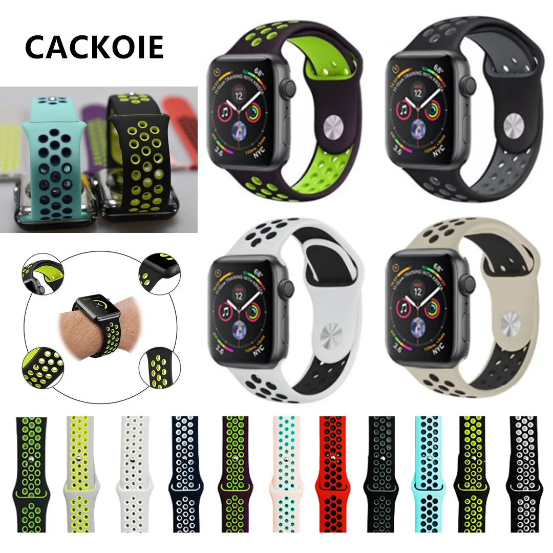

Silicone strap for Apple watch 5 4 3 2 iWatch band 42mm/38mm Breathable Sport bracelet watchband For Apple watch band 44 mm/40mm