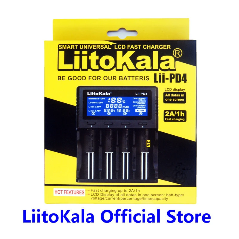 LiitoKala Lii-PD4 ЖК-зарядное устройство для 18650 26650 21700 AA/AAA 3,8 V/3,7 V/3,2 V/1,2 V/1,5 V/V литиевая NiMH батарея Li-ion Li-Fe