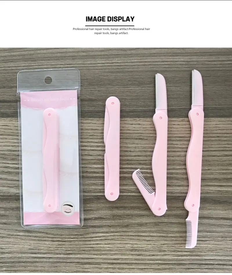 Eyebrow Trimmer Black Pink Eyebrow Shaping Knife And Scissors Two-Piece Suit For Women Beauty Tools Shaving Eyebrows Tool Set