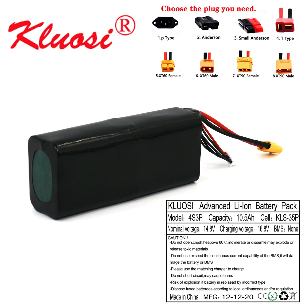KLUOSI 16 8 V ионно литиевая Батарея 14 10.5Ah 10Ah 4S3P высокое Ёмкость Бла (беспилотный