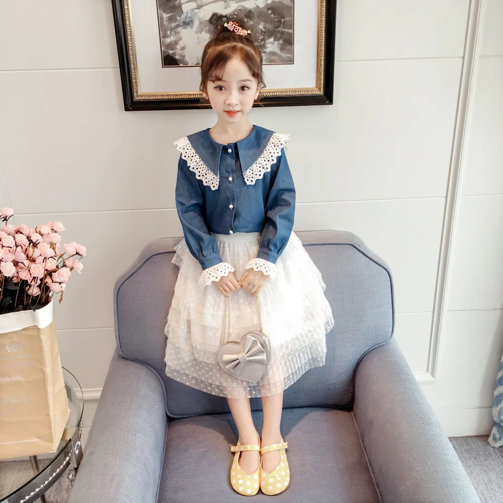 Весенняя Детская рубашка в году, весенне-осенняя Новая модная рубашка в Корейском стиле для девочек мод Gw6076