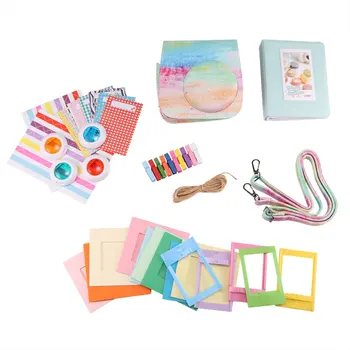 

9 In 1 Camera Bundles Kit Camera Accessories Bundles Set Rainbow Case For Fujifilm Mini Photo Frame Borders Corner Stickers