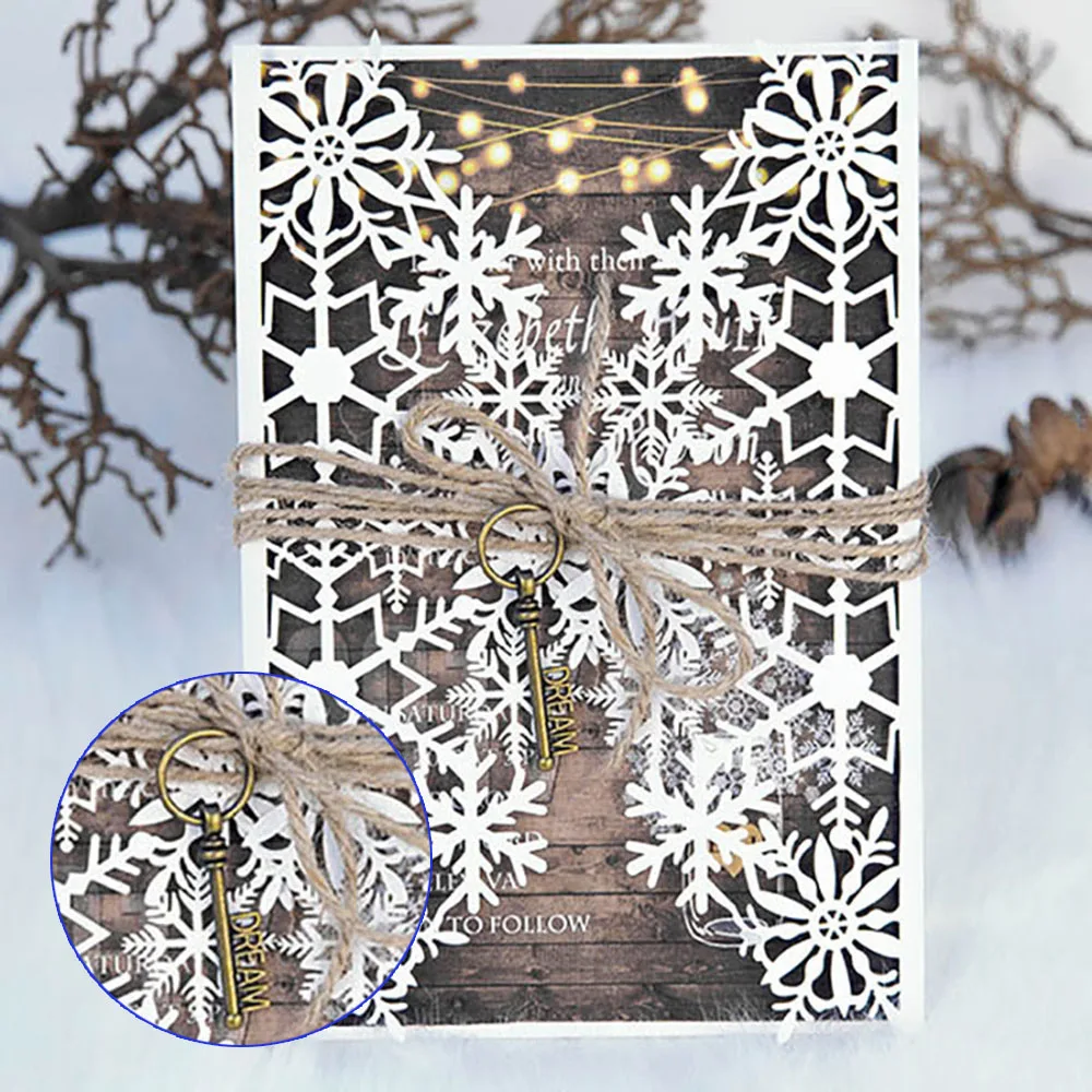 50 PCS Exquisite White Snowflake Hollow Invitation& Greeting Card For Wedding Greeting Cards