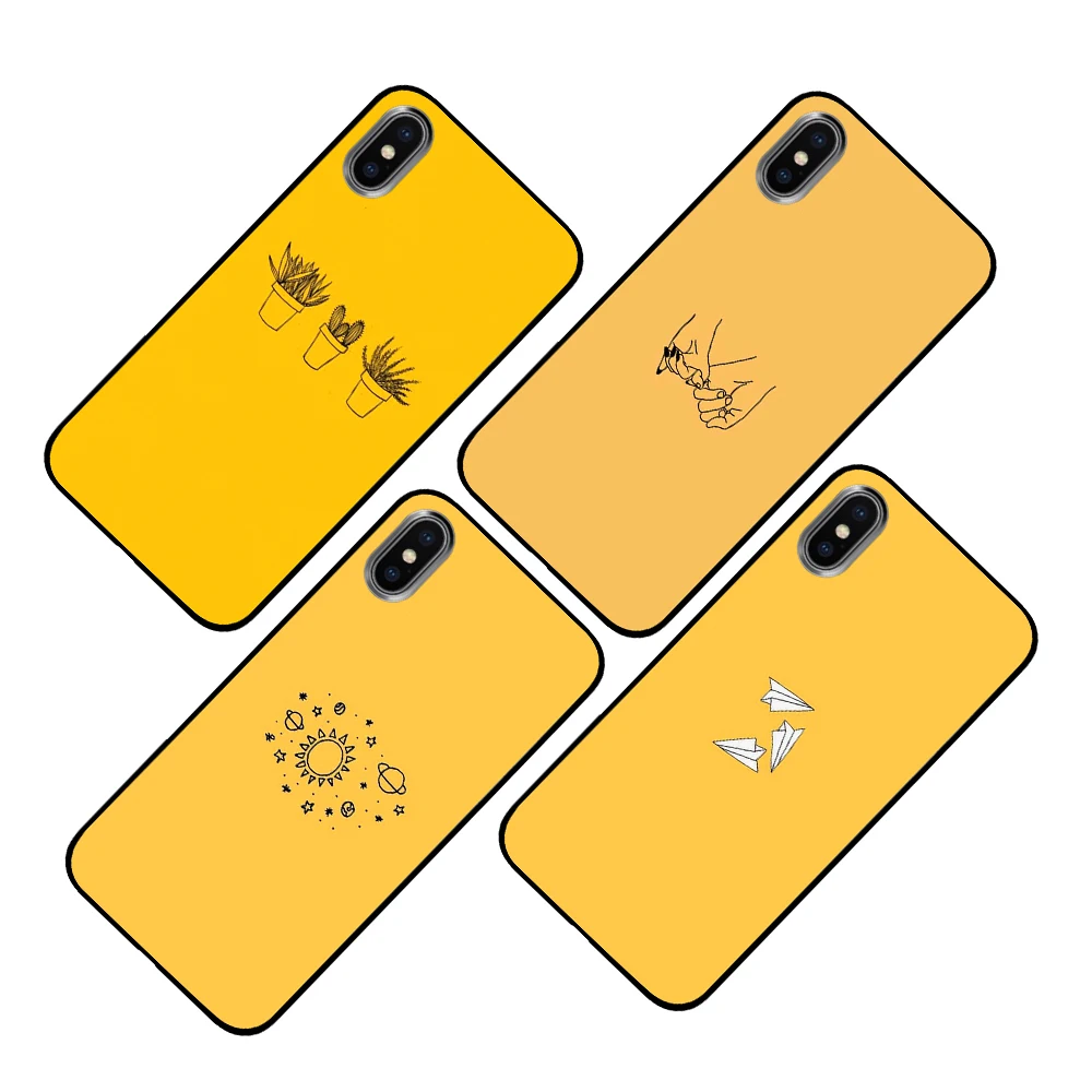Потрясающий милый желтый художественный дизайн для iPhone 5 5S SE 6 6s 7 8 Plus X XS Max XR чехлы