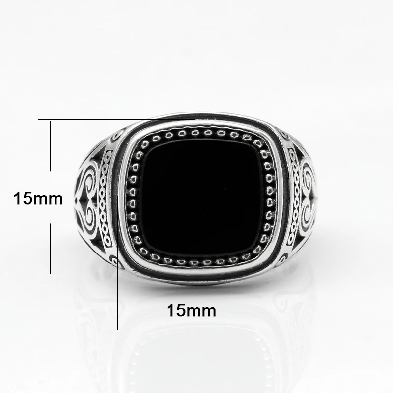 925 пробы Серебряное мужское кольцо с натуральным камнем Suqare, с резным дизайном, тайское Серебряное кольцо для женщин и мужчин, турецкое ювелирное изделие