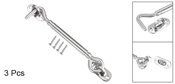 5.9 inch 3pcs Uxcell 1-4 шт. крюк для кабины с защелкой для ворот, двери, поворотный крючок для окна, двери из нержавеющей стали с крепежными винтами - Цвет: 5.9 inch 3pcs
