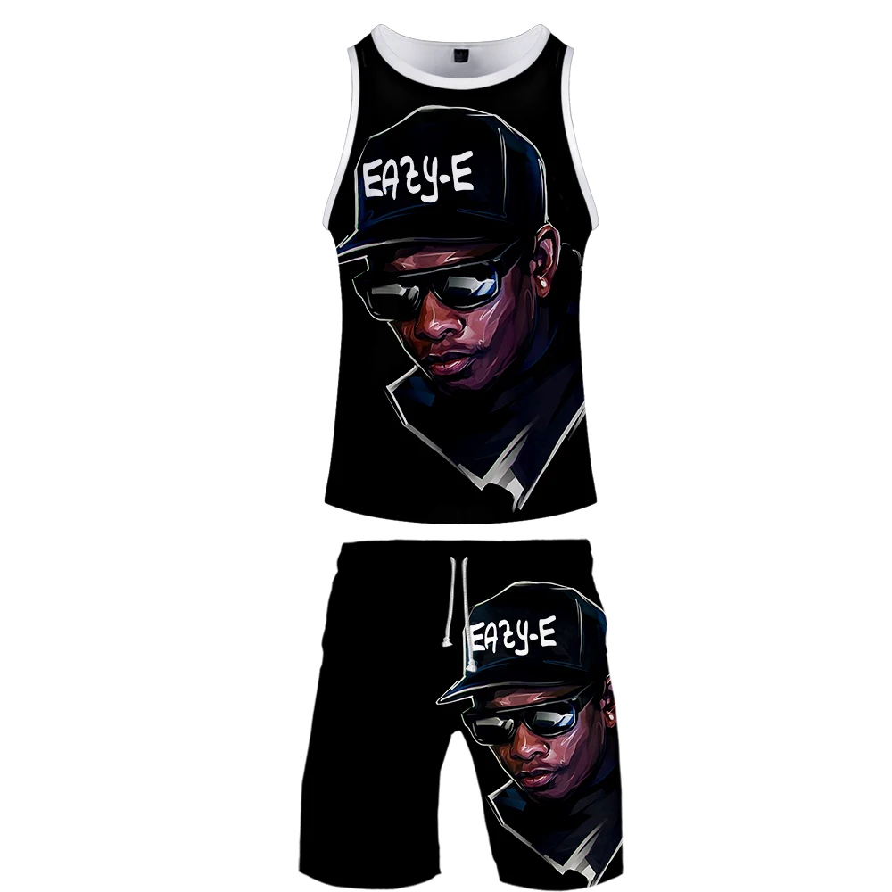 EAZY-E, комплект из двух предметов, топ на бретелях и шорты Harajuku, Мужская EAZY-E, топ на бретелях, уличная баскетбольная спортивная одежда без рукавов, свободная