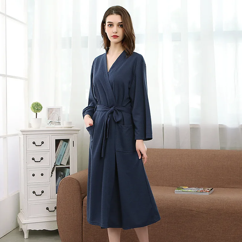 Plus Size 3XL Couple Solid Waffle Nightgown Japanese Style Kimono Bathrobe Gown High Quality Spa Sleep Shirt Casual Home Dress