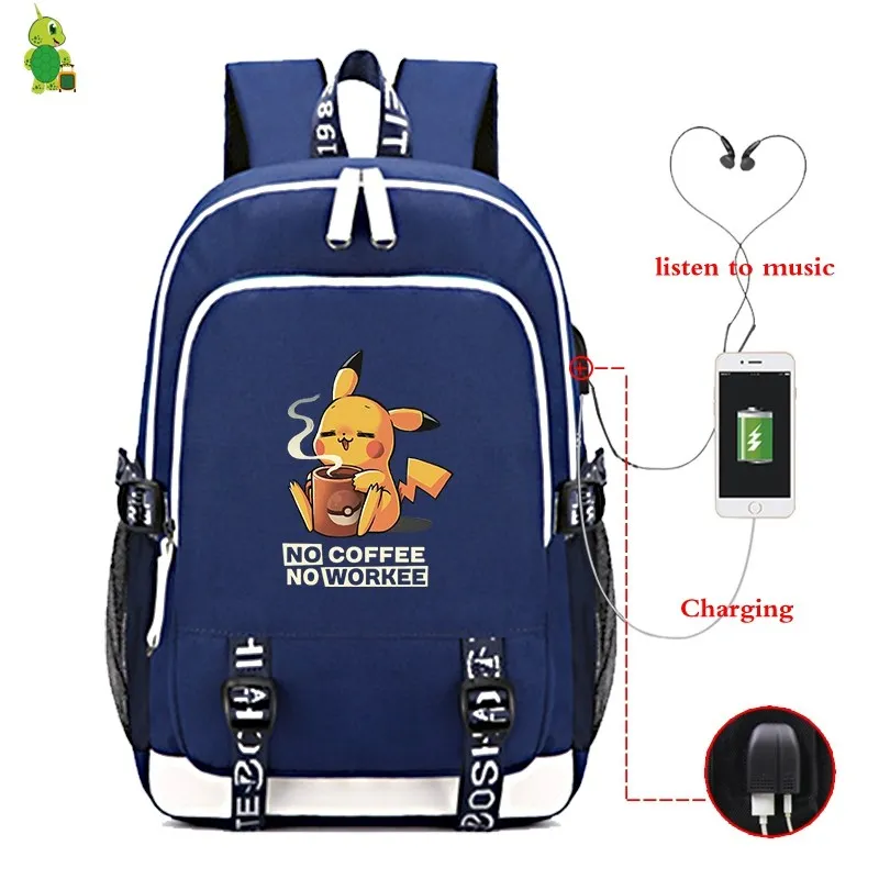 Покемон Пикачу рюкзак Дэдпул Mochila Feminina USB зарядка Рюкзак для ноутбука школьные сумки для подростков девочек мальчиков дорожные рюкзаки