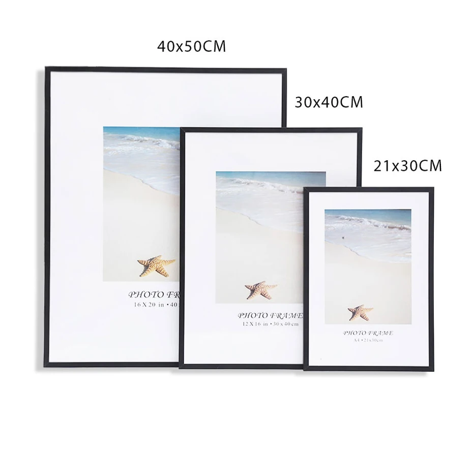 Modern Minimalist Metal Photo Posters Frame Plexiglass Matte Black White Pictures Frames for Canvas Painting Wall Art Home Decor