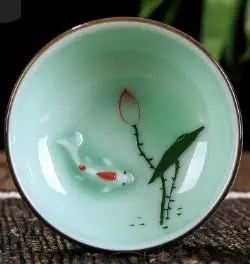 Lotus Tea Cup Porcelain Zen Drinkware Hand Painted Ceramic New Arrival Small Tea Mug Fish China Tea Set Accessories - Цвет: F